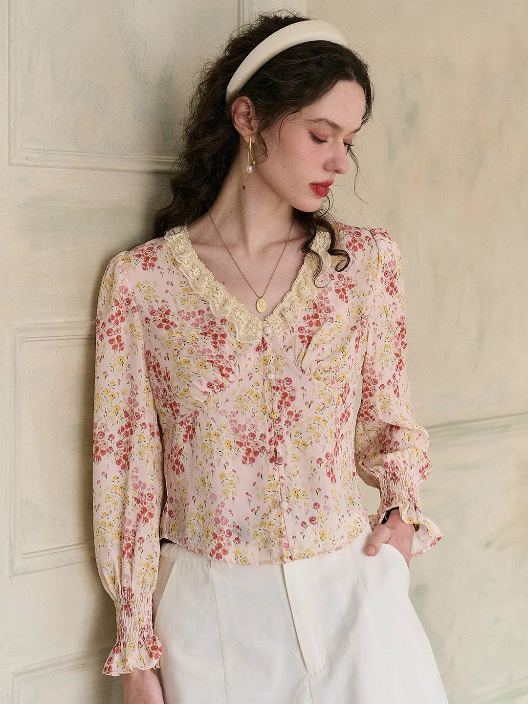 【Final Sale】Laurel V-Neck Floral Blouse - Yellow