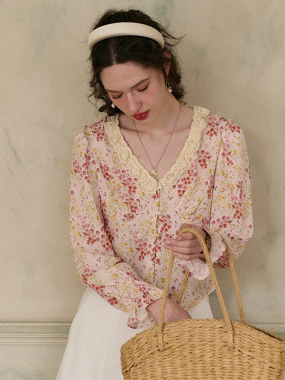 【Final Sale】Laurel V-Neck Floral Blouse - Yellow
