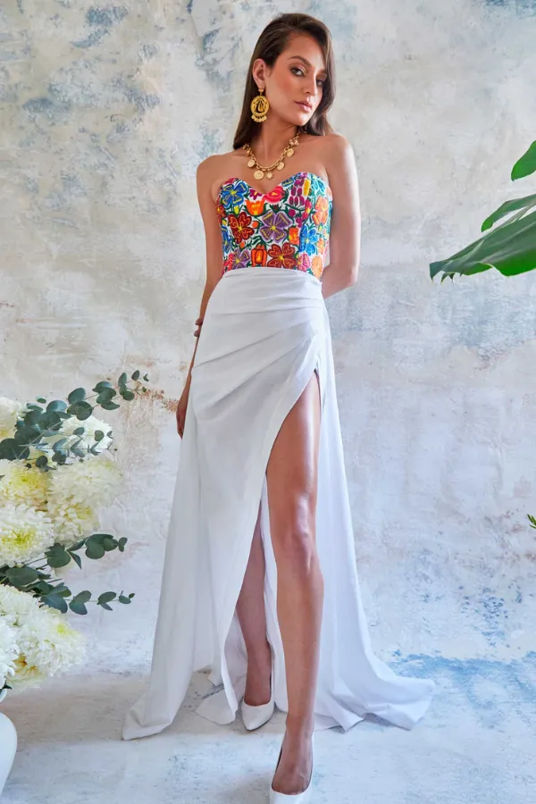 Floral Oaxaca Strapless Dress