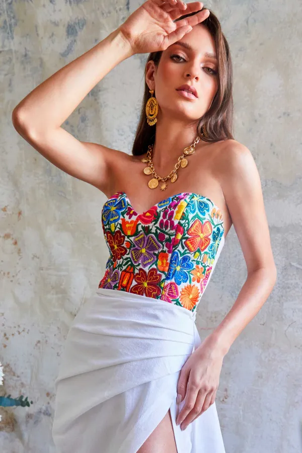 Floral Oaxaca Strapless Dress