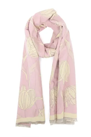 FLORAL REVERSIBLE SCARF-PINK