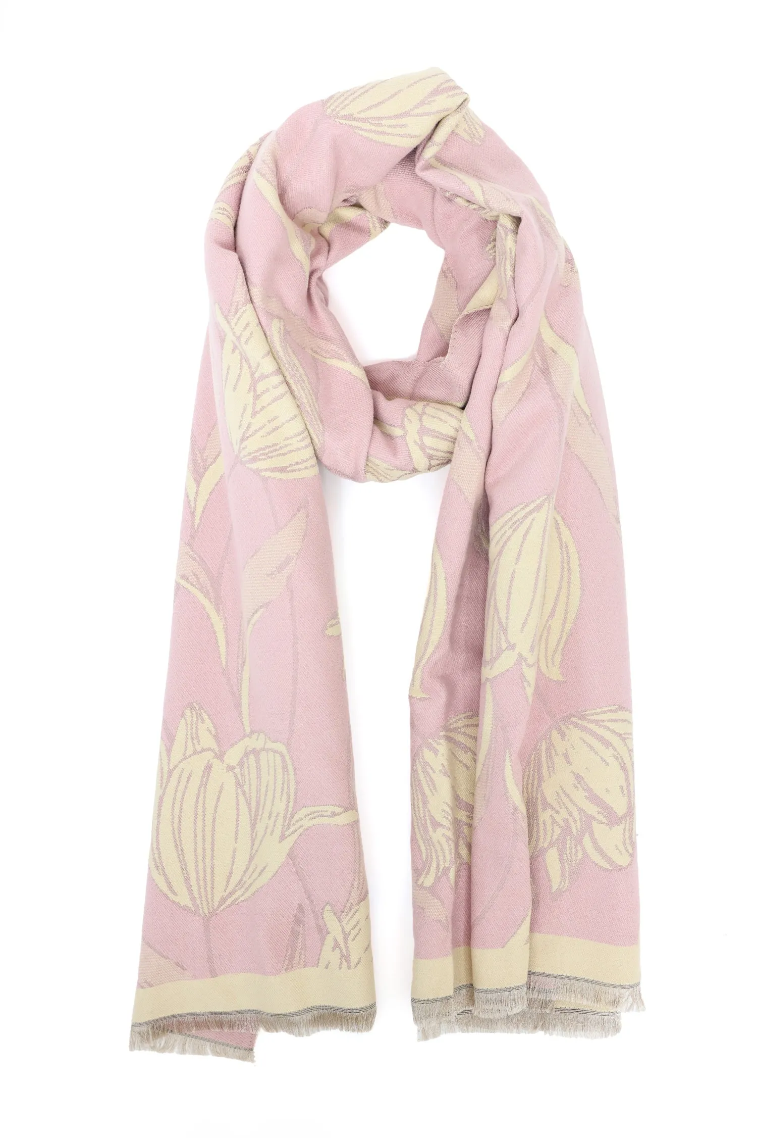 FLORAL REVERSIBLE SCARF-PINK