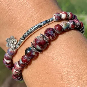 Flower Charm and Ceramic Bead Bracelet