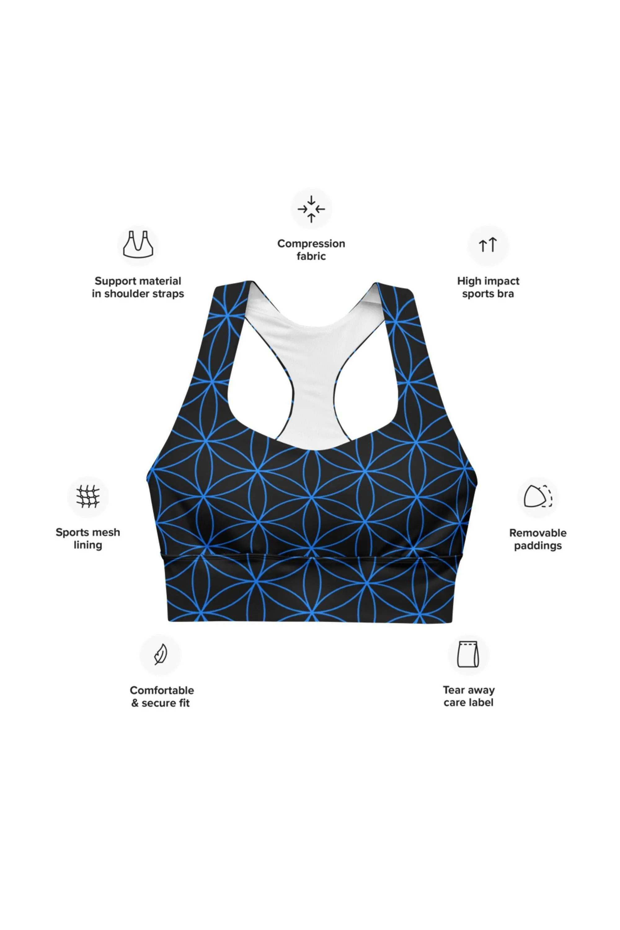 Flower of Life Longline Sports Bra
