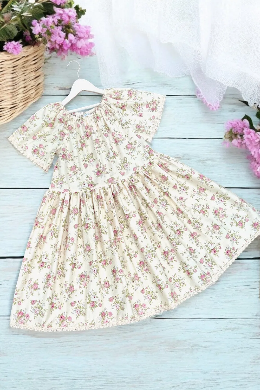 For Natalie | Vintage Seaside Dress | Eden Mountain (cream) | OOAK ~ Sz 12