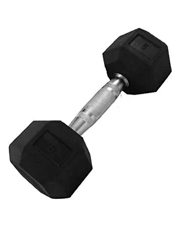 FratiiSingh Rubber Hex Dumbbells for Unisex {Boxed in Pair} Choose of 2.5 Kg, 5 Kg, 7.5 Kg, 10 Kg, 12.5 Kg, 15 Kg for Exercise, Fitness and Weights (5) (Black)