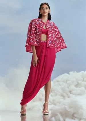 Fuchsia pink izmir cape and draped skirt
