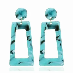 Geometric Retro Blue Acetate Earrings