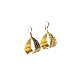 Gold Fill Ribbon Hammer Dangle Earrings