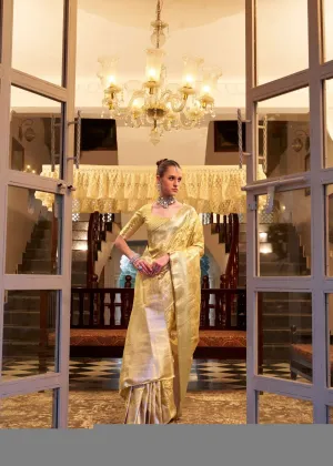 Golden Satin Silk Saree