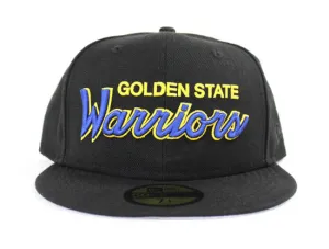 Golden State Warriors New Era 59Fifty Fitted Hat (Black Blue Yellow Gray Under Brim)