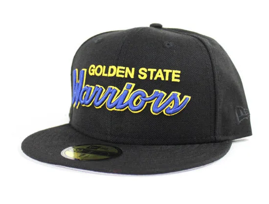 Golden State Warriors New Era 59Fifty Fitted Hat (Black Blue Yellow Gray Under Brim)