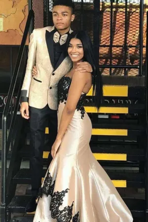 Graceful Black Lace Sleeveless Evening Long Prom Dresses