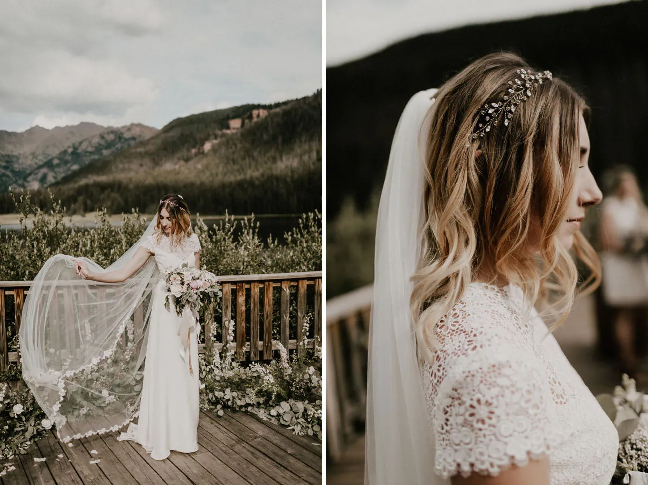 Graceful Illusion Neck Short Sleeve Bohemian Wedding Dress for Bride CA2301