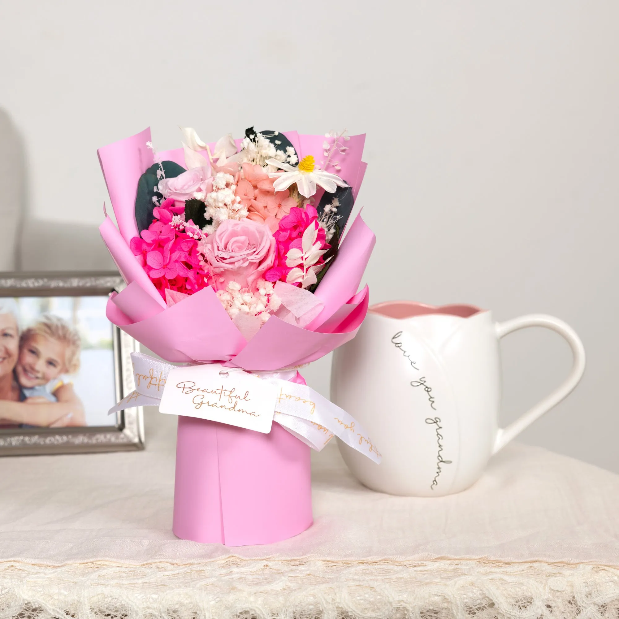 Grandma Pink Preserved Floral Bouquet