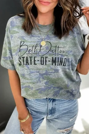 Green Cotton Camouflage Printing T-shirts