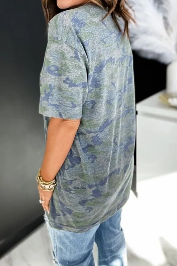 Green Cotton Camouflage Printing T-shirts