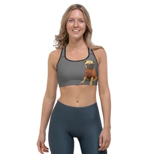 Grey Sports bra with Pug