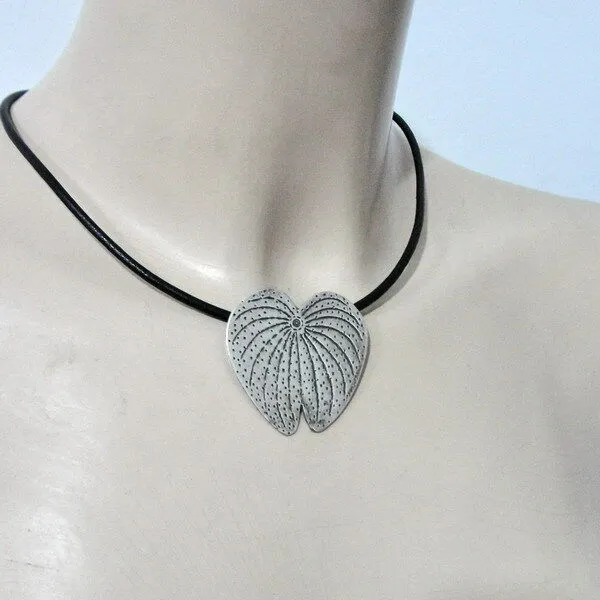 Hadar Designers Leather 925 Sterling Silver Pendant Handmade Sophisticated (H)3
