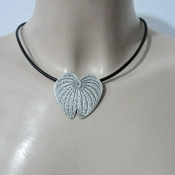 Hadar Designers Leather 925 Sterling Silver Pendant Handmade Sophisticated (H)3