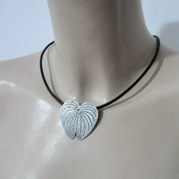 Hadar Designers Leather 925 Sterling Silver Pendant Handmade Sophisticated (H)3
