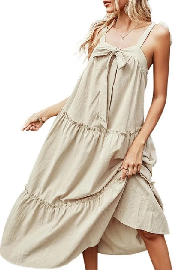 Halter Sleeveless Ruffle Maxi Dress