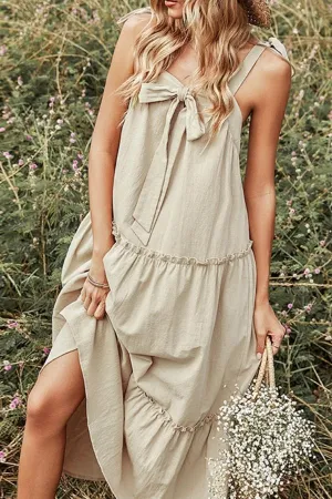 Halter Sleeveless Ruffle Maxi Dress