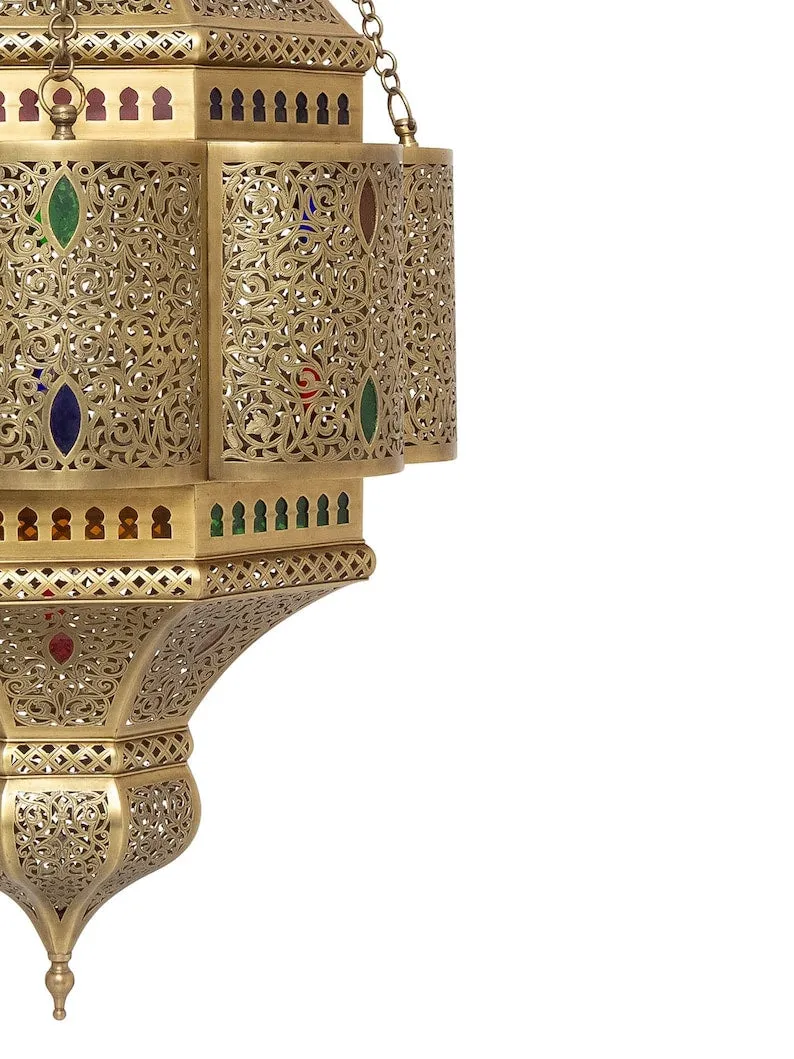 Handmade Artisanal Large Moroccan Brass Pendant Light – Elegant Moroccan Chandelier for Sophisticated Home Décor