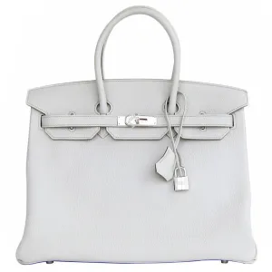 Hermes Gris Perle Fjord 35cm Birkin Bag Palladium Sophisticated