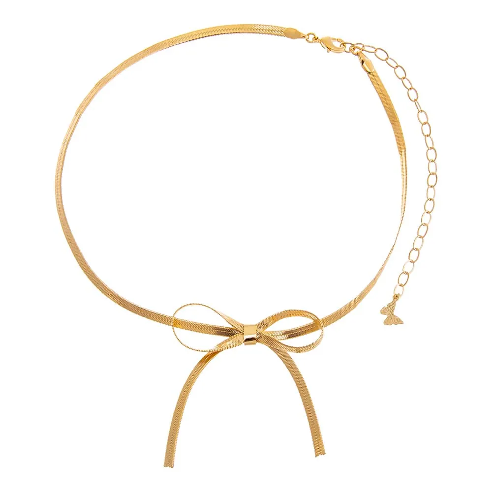 Herringbone Bow Tie Choker Necklace