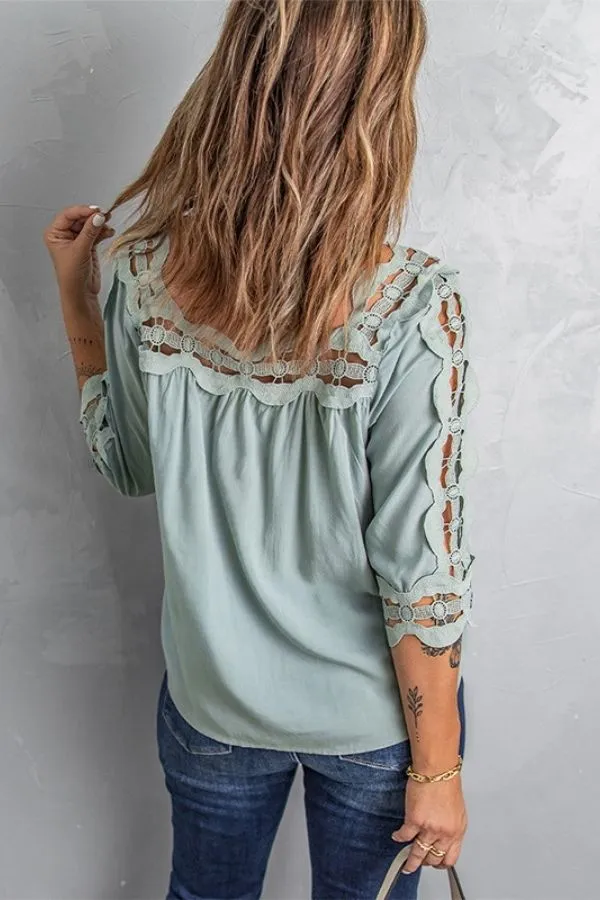 Hollow Out Square Collar T-shirt