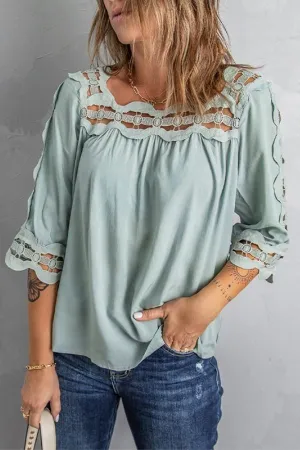 Hollow Out Square Collar T-shirt
