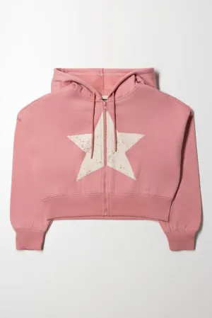 Hooded Crop Track Top Pink