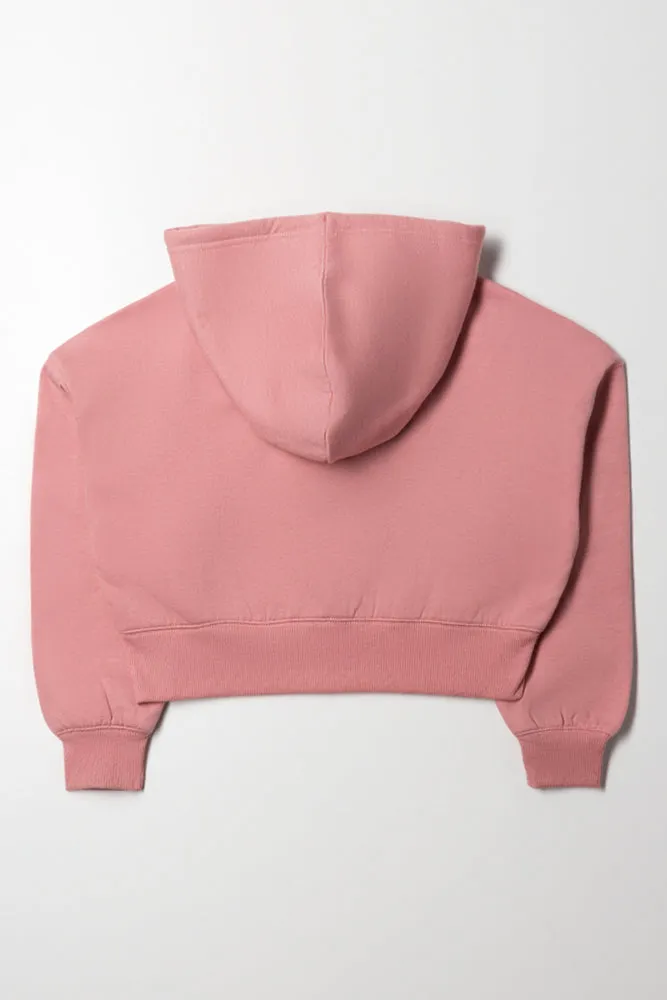 Hooded Crop Track Top Pink