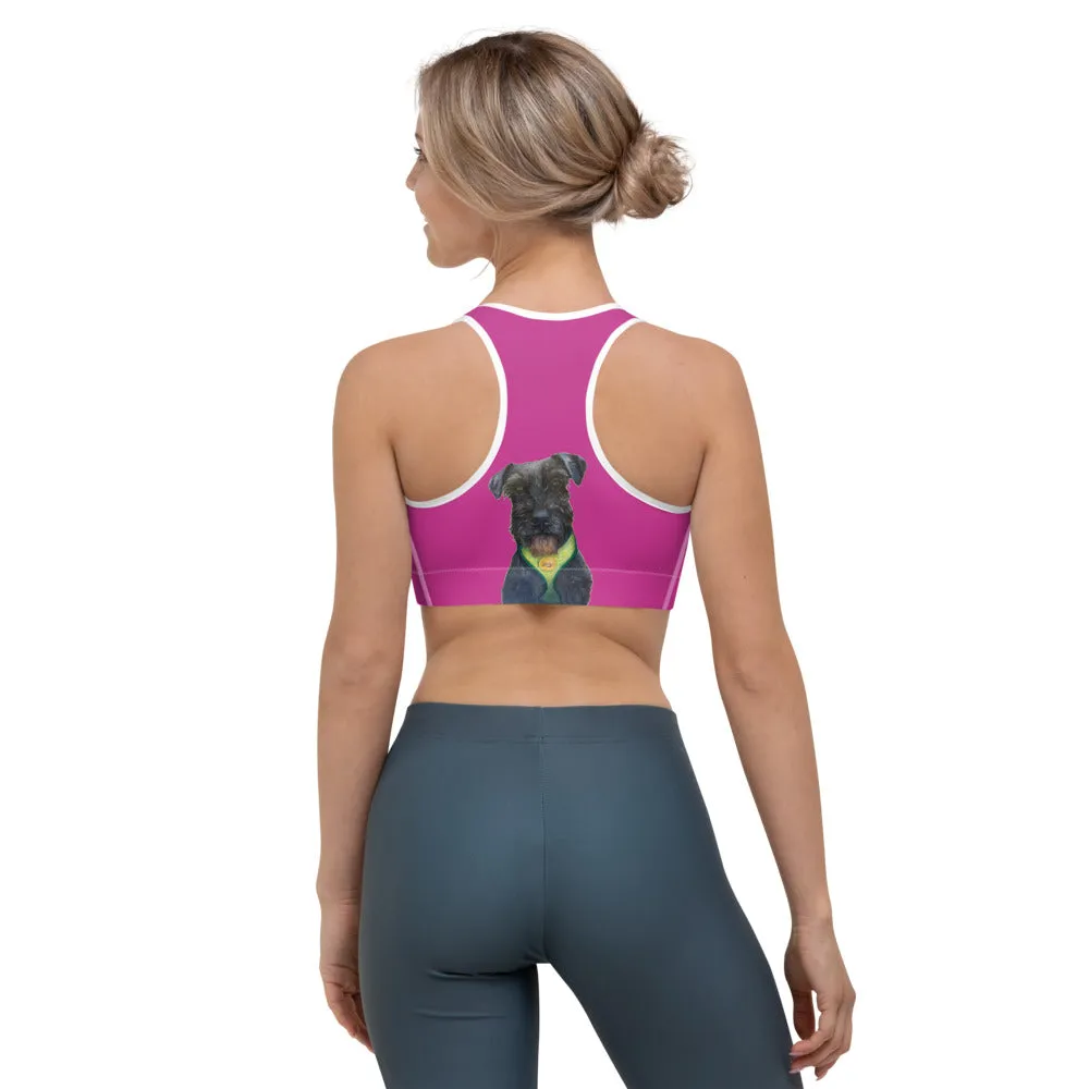 Hot Pink Sports bra with Schnauzer