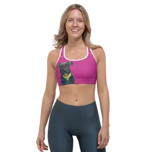Hot Pink Sports bra with Schnauzer