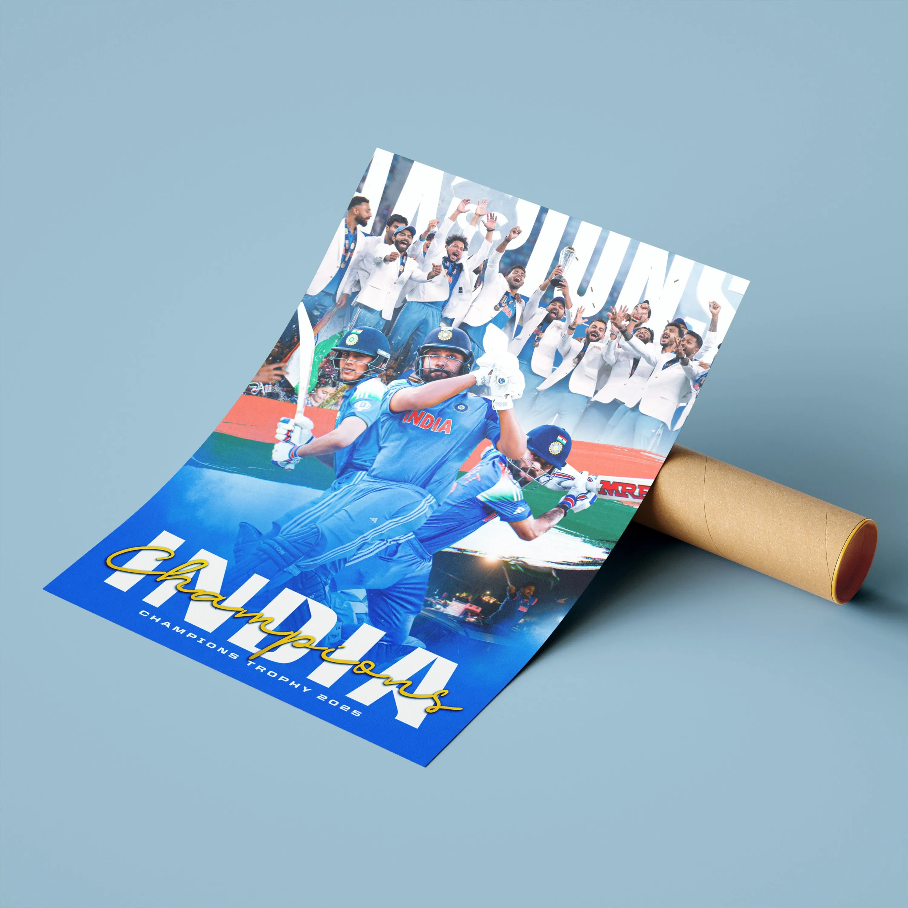 India – Champions Trophy 2025 Victory Poster | Cricket Glory Edition