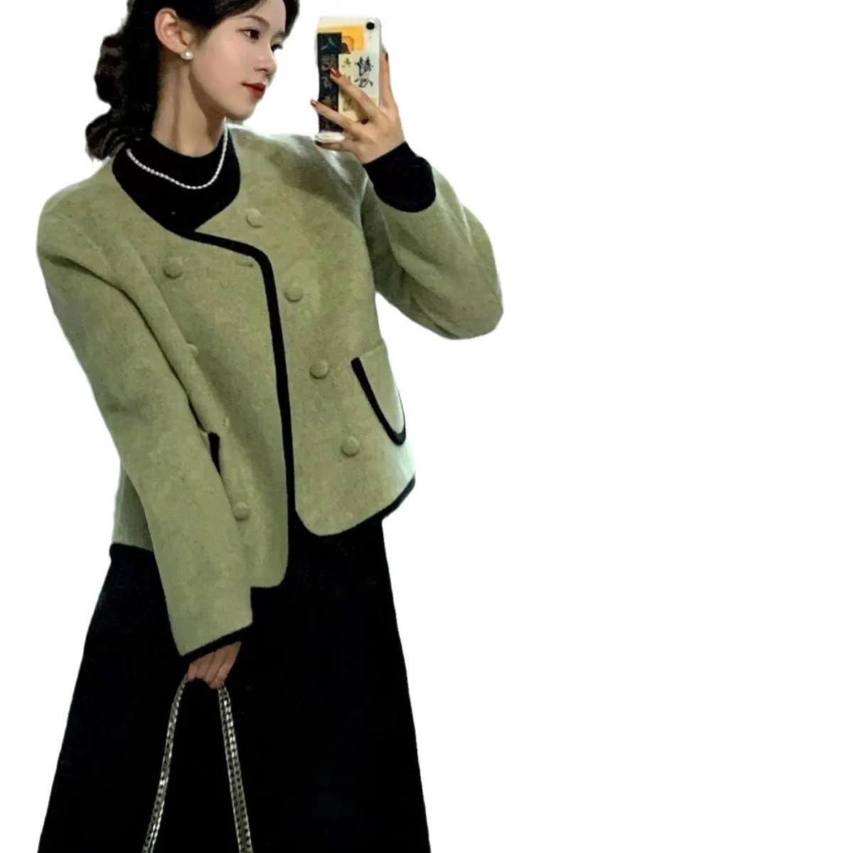 INSTOCK-French style green Chanel style jacket