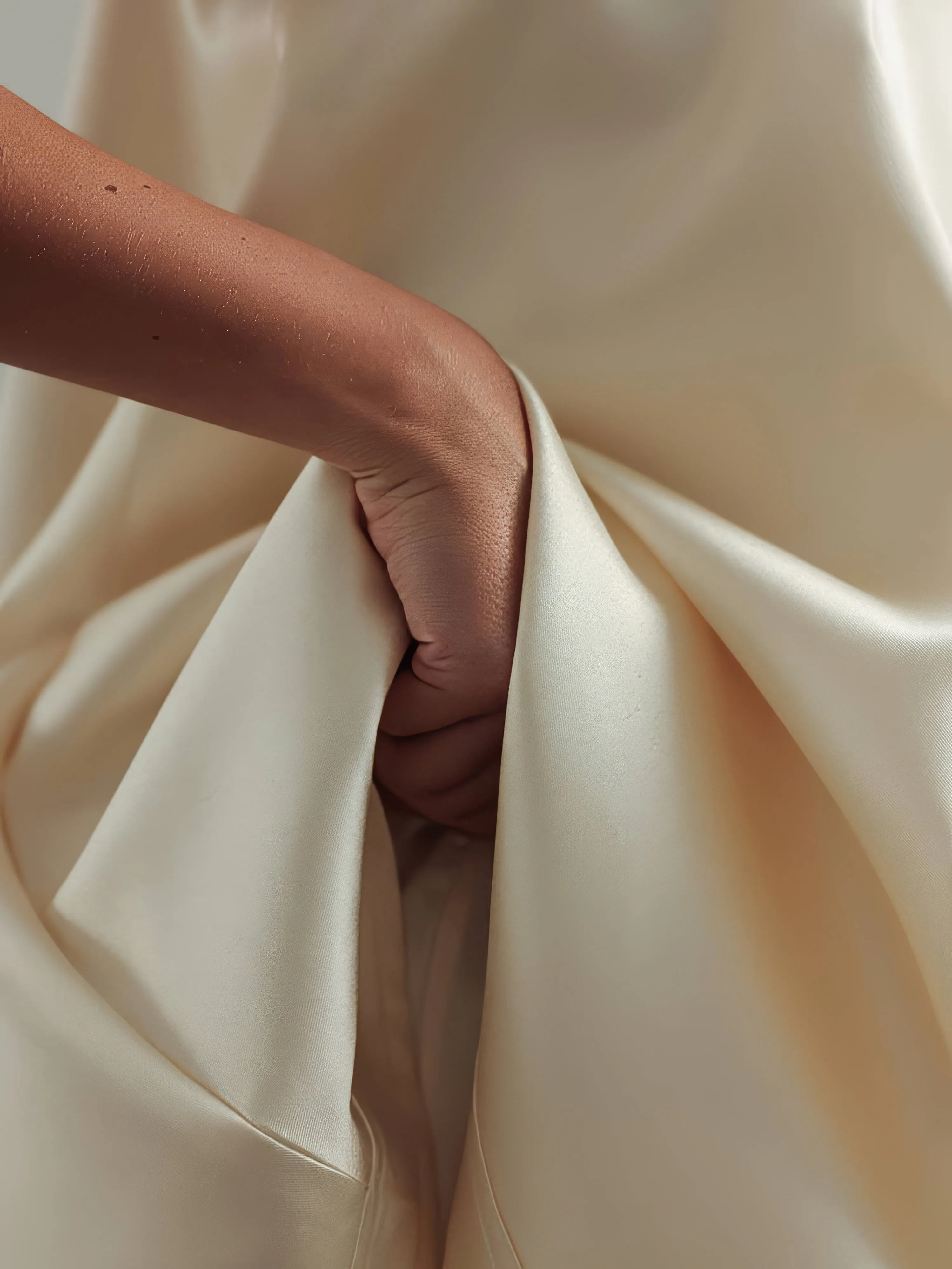 Ivory Satin Trapeze Dress