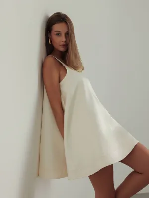 Ivory Satin Trapeze Dress