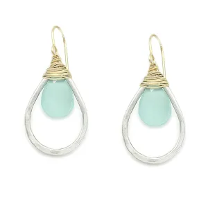 J   I Aqua Chalcedony Teardrop Earrings