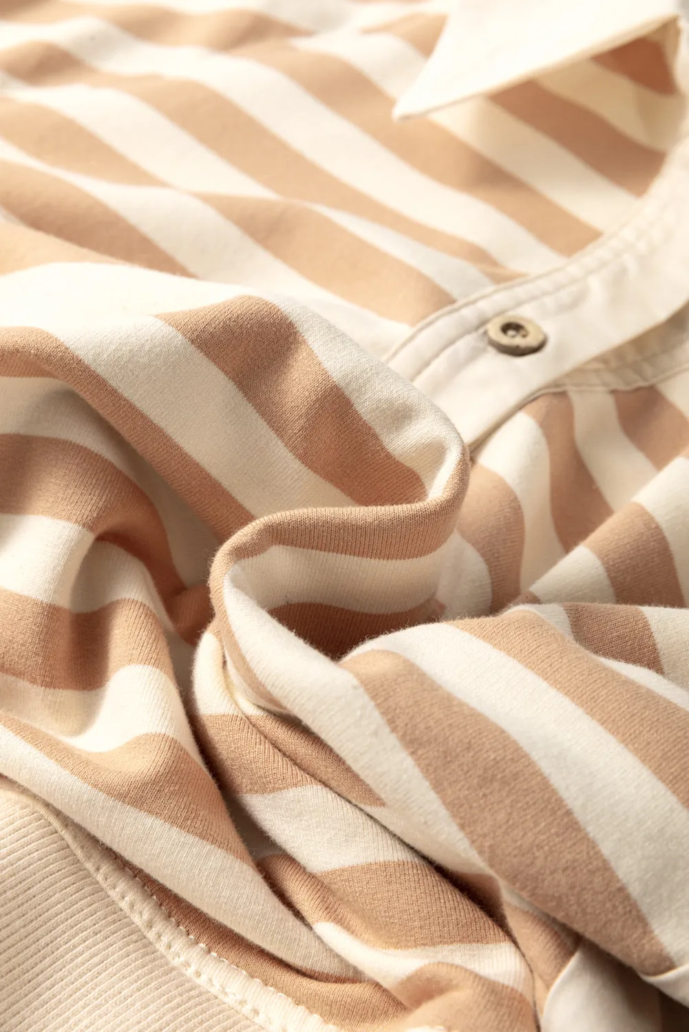 Khaki Stripe Two-in-one Collared Cap Sleeve Patchwork Loose Mini Dress