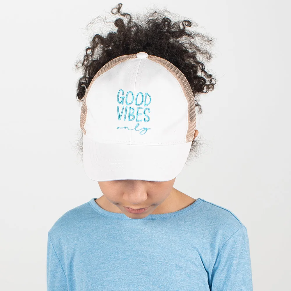 Kid's Good Vibes Only Mesh Back Ponyflo® Cap