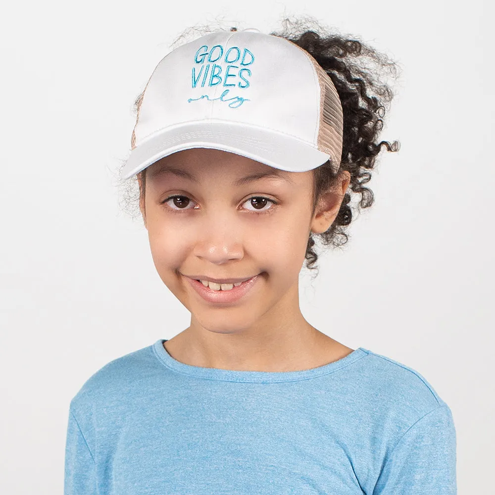 Kid's Good Vibes Only Mesh Back Ponyflo® Cap