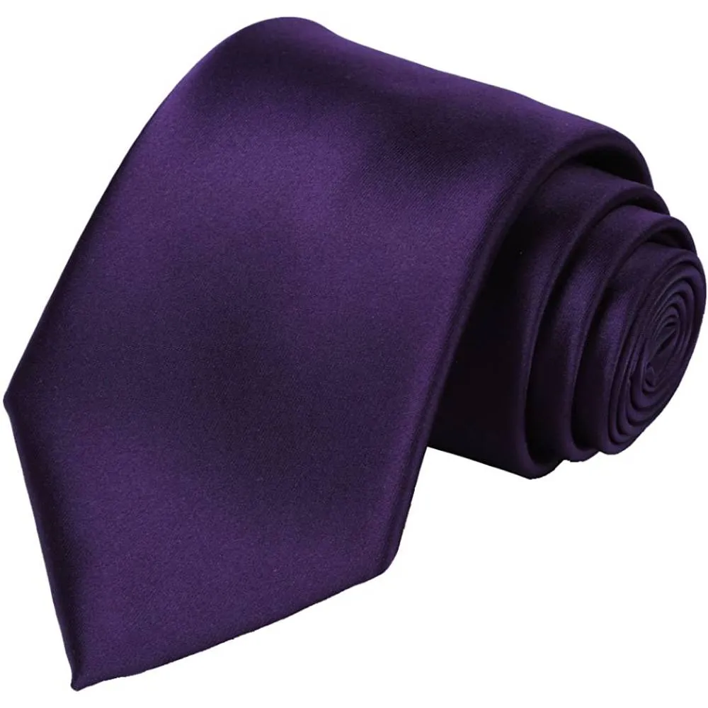 KissTies Solid Satin Tie Pure Color Necktie Mens Ties   Gift Box | Multiple Colors