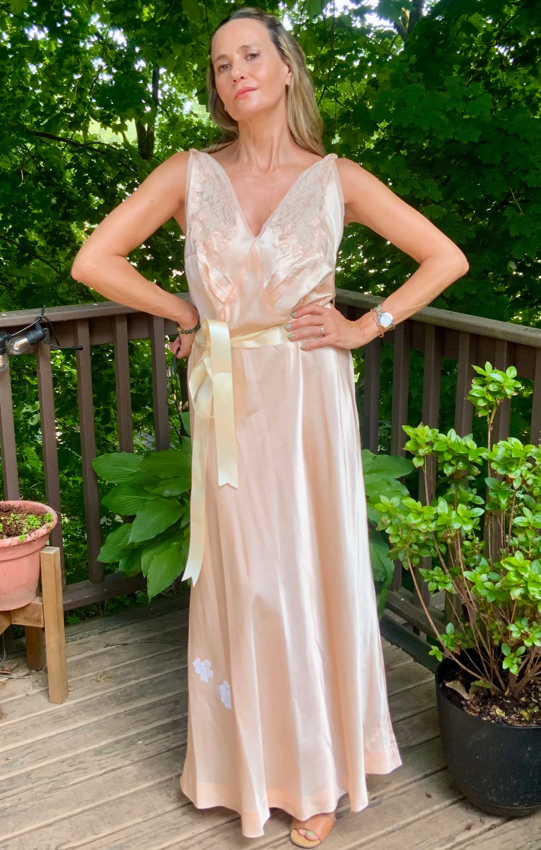 Lace Embroidered Nightgown - 40s
