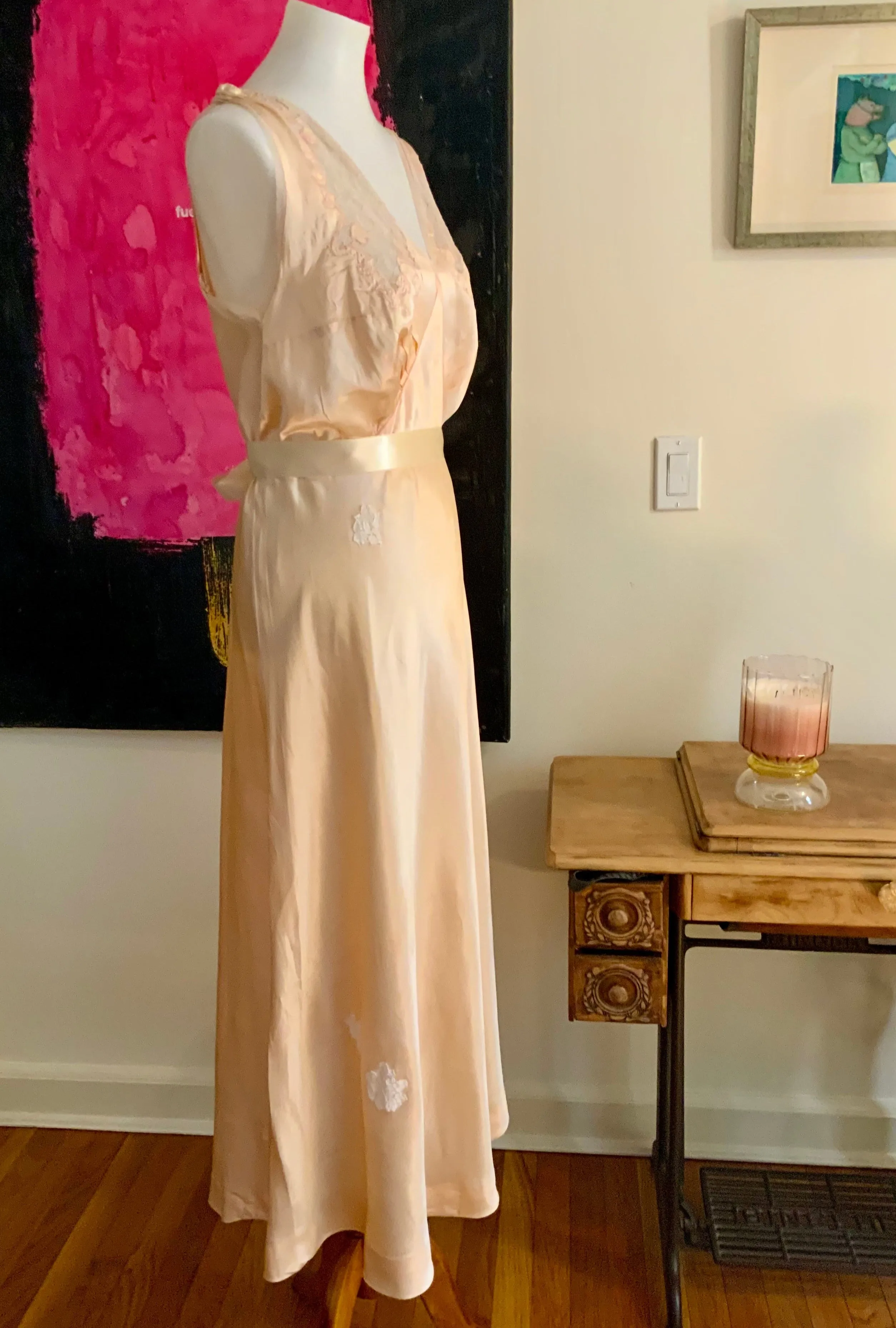 Lace Embroidered Nightgown - 40s