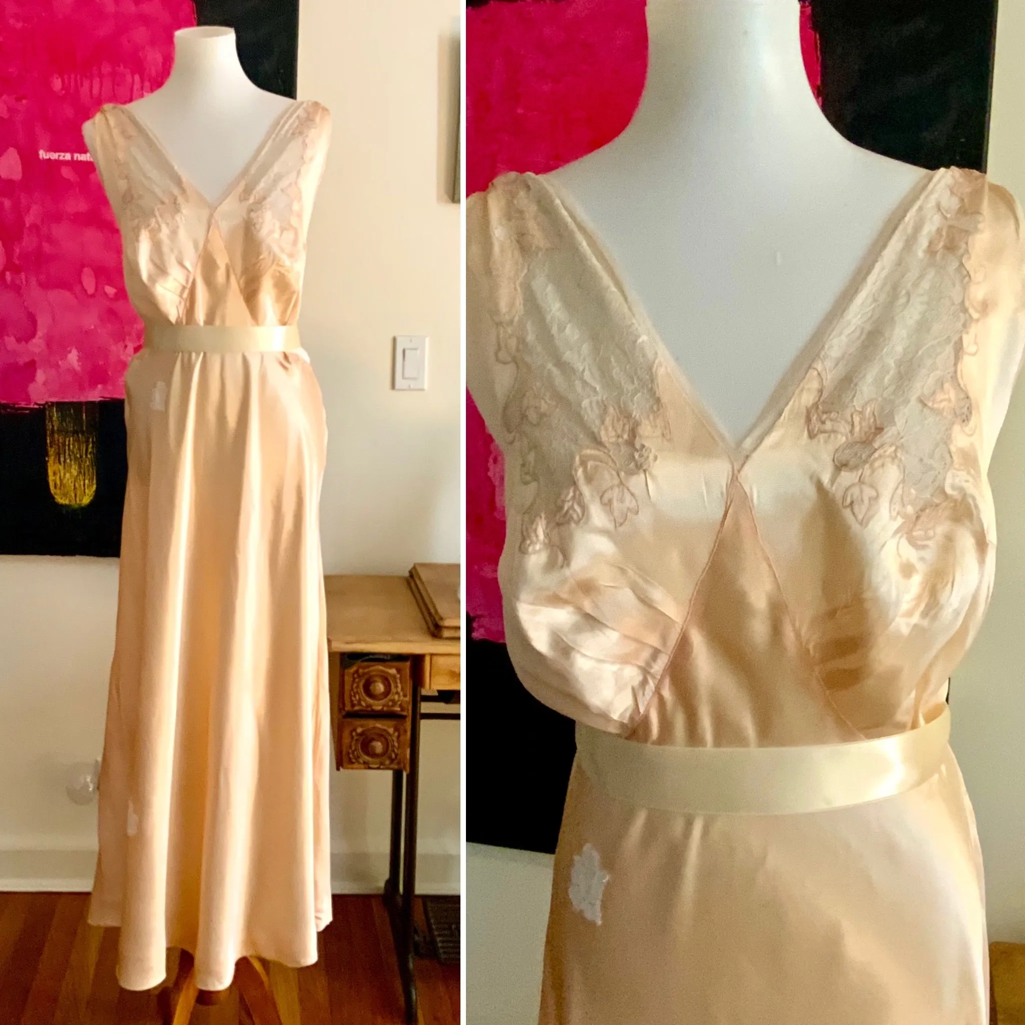 Lace Embroidered Nightgown - 40s