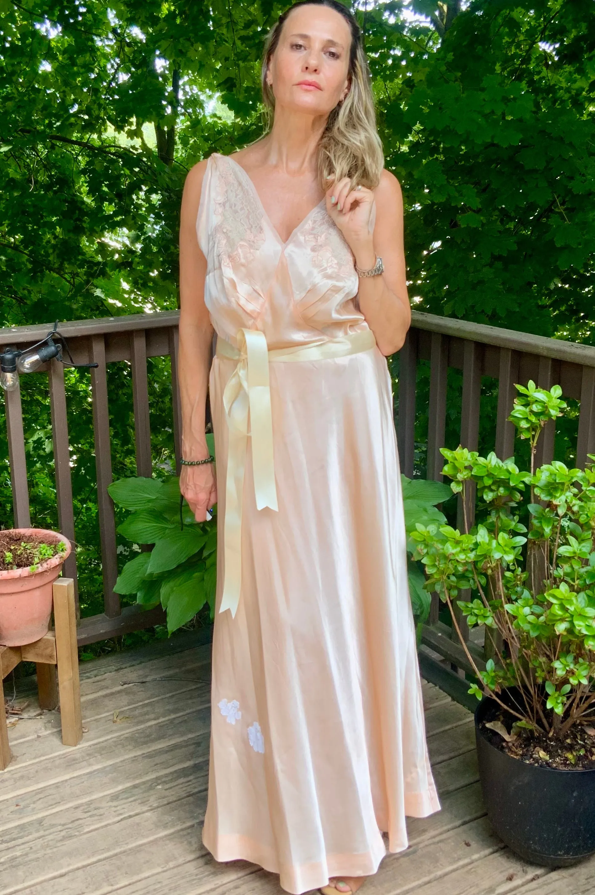 Lace Embroidered Nightgown - 40s