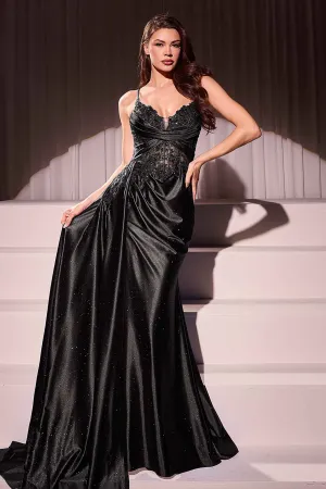 Ladivine CDS524 Dress Fitted Satin & Lace Evening Gown